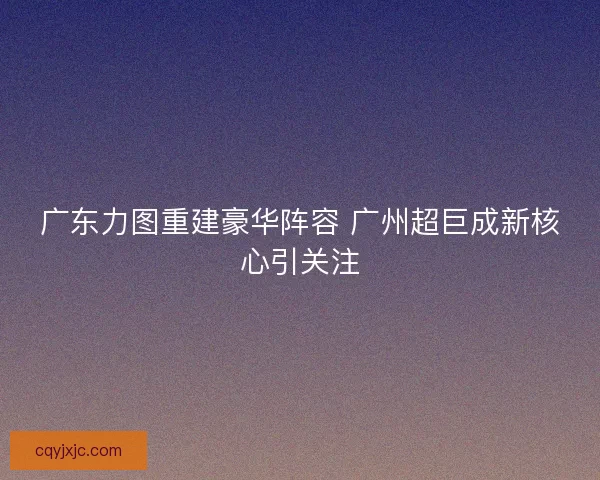广东力图重建豪华阵容 广州超巨成新核心引关注 广东力图重建豪华阵容 广州超巨成新核心引关注