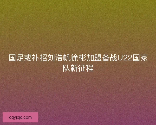 国足或补招刘浩帆徐彬加盟备战U22国家队新征程 国足或补招刘浩帆徐彬加盟备战U22国家队新征程